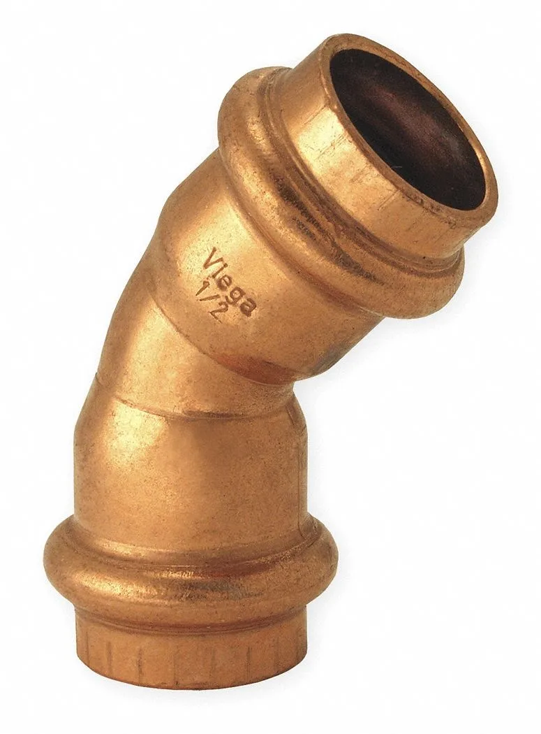 Copper 45 degree elbow press fitting with EPDM O-ring