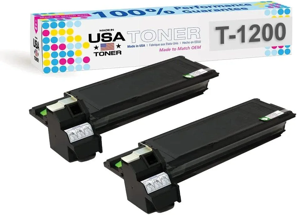 MADE IN USA TONER MADE IN USA TONER Replacement for Toshiba T-1200 e-Studio 12 15 120 150 151 162D Black 2 Pack toner cartridges — product photo