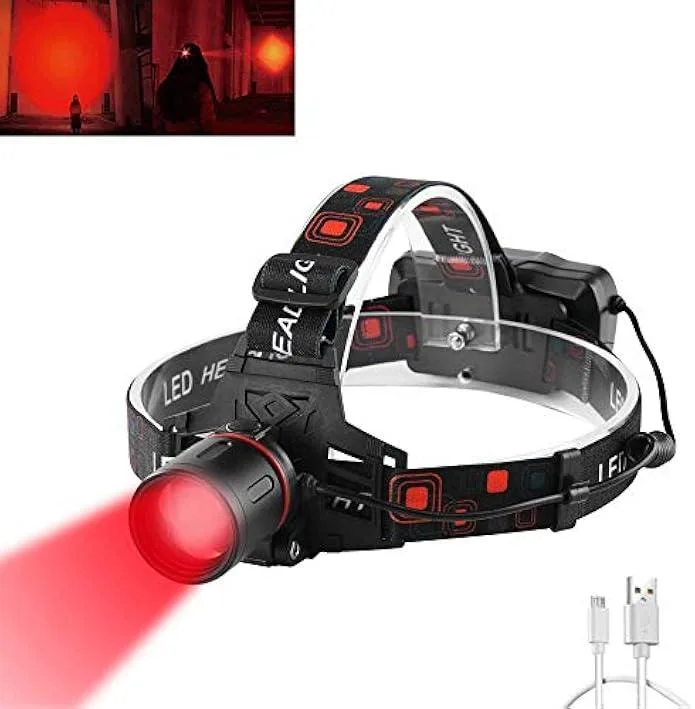 TAURKENAM TAURKENAM Red LED Headlamp 1000 Lumens Zoomable Waterproof 3 Modes — product photo