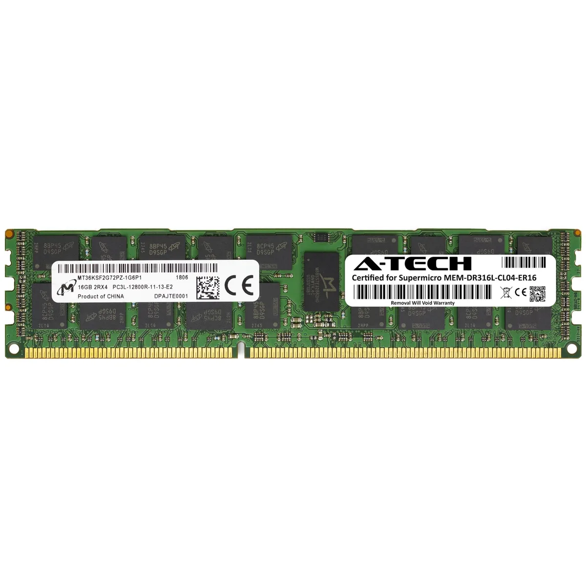 A-Tech A-Tech 16GB DDR3L 1600MHz ECC Registered RDIMM 2Rx4 1.35V Server Memory — product photo