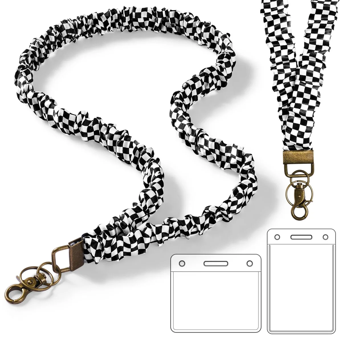  POPLOPP Scrunchie Lanyard Checkered Red 17.5–30 — product photo