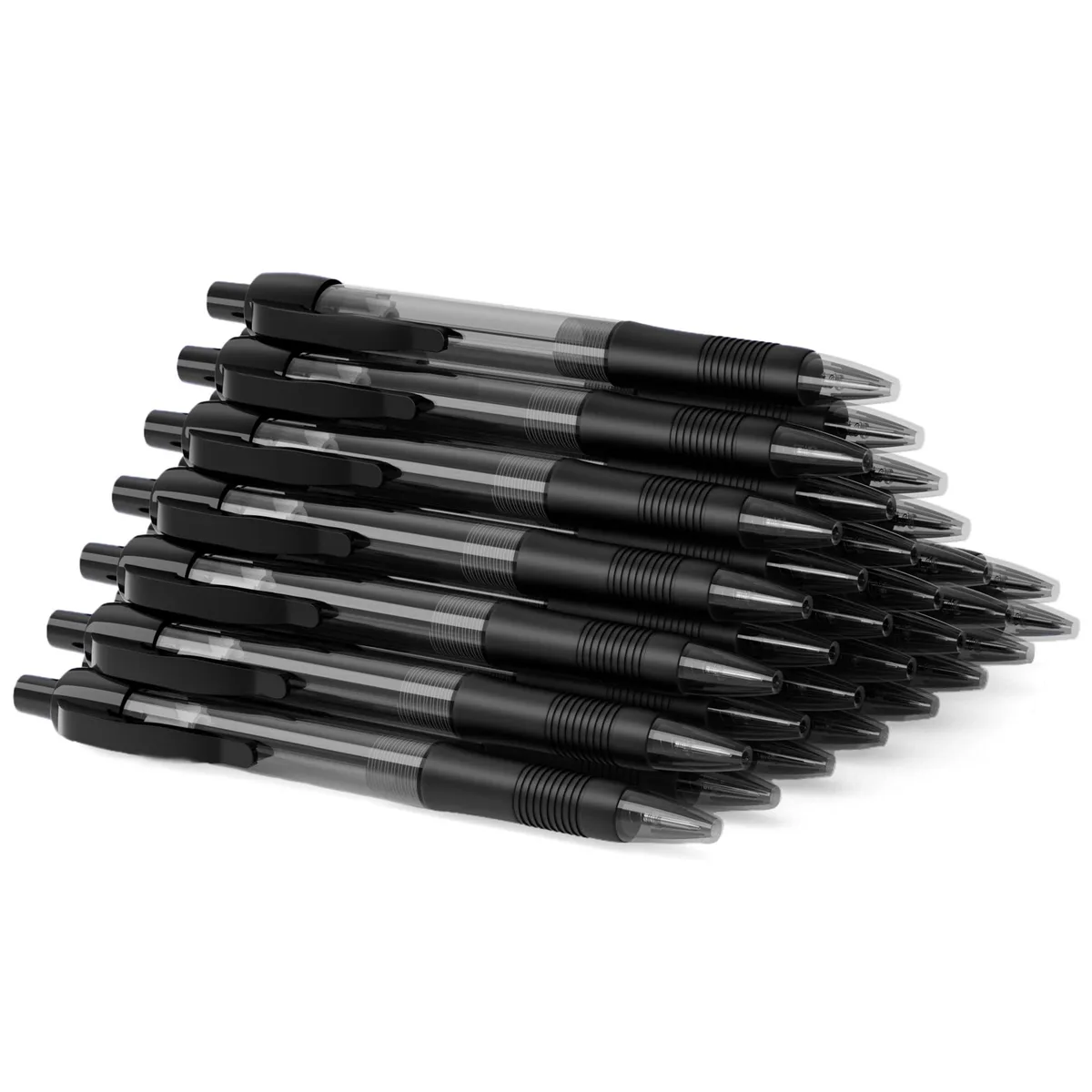 Thirty retractable blue ballpoint pens with soft grip, 1.0 mm tip