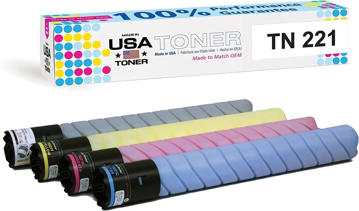 MADE IN USA TONER MADE IN USA TONER Compatible TN221 4-Pack for bizhub C227 C287 — product photo