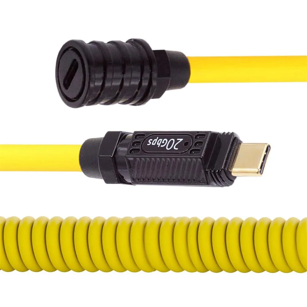 Vszerda Vszerda Stretch Coiled Silicone USB4 Cable 140W 20Gbps 8K 1.8m Yellow M-F — product photo
