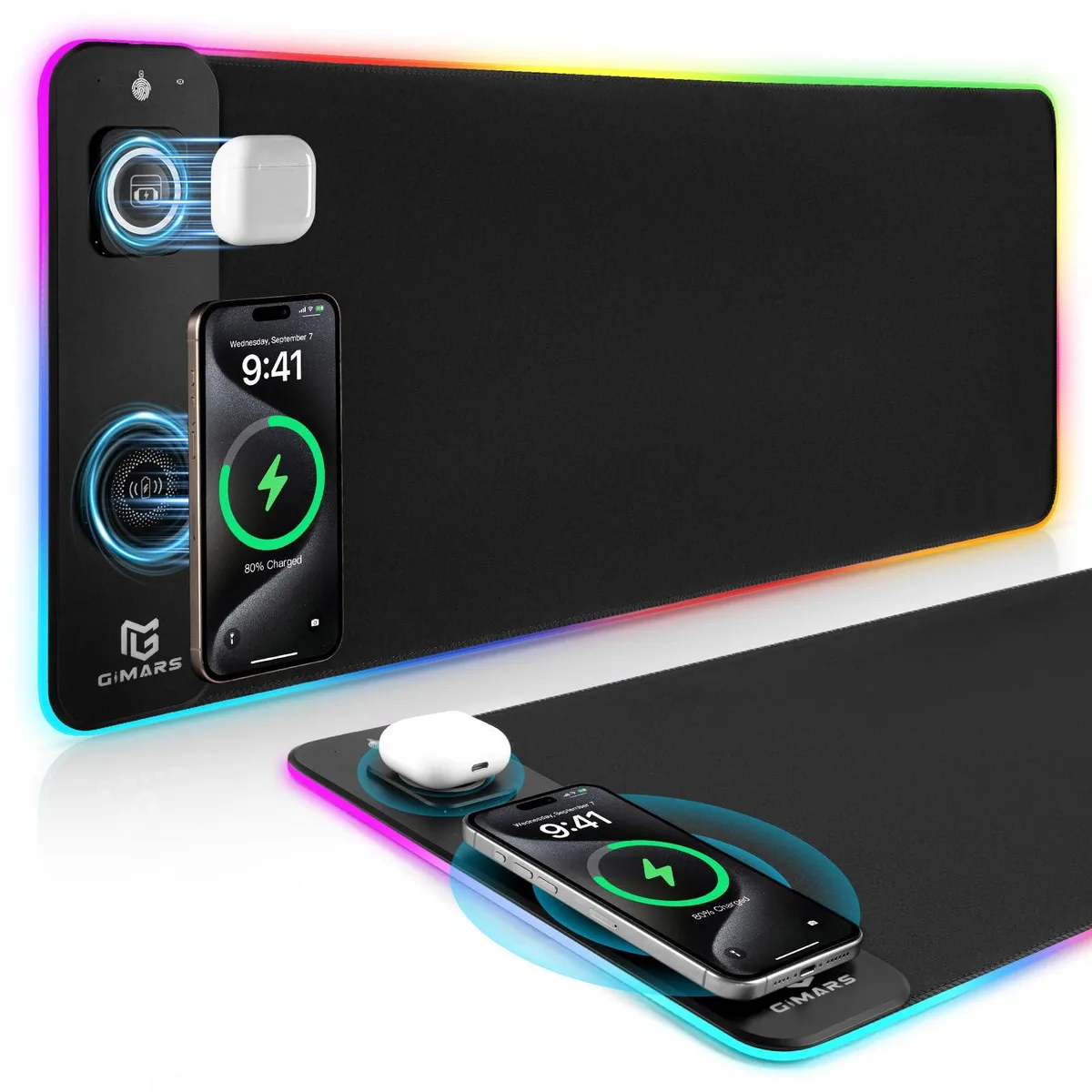 DNBeffulgent DNBeffulgent 3-in-1 RGB mouse pad 15W wireless charging 800×300 mm 14 modes — product photo