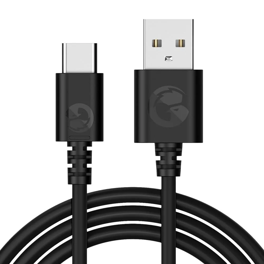 Black USB-A to USB-C cable with 24-pin connector, 1.8m length, matte PVC jacket