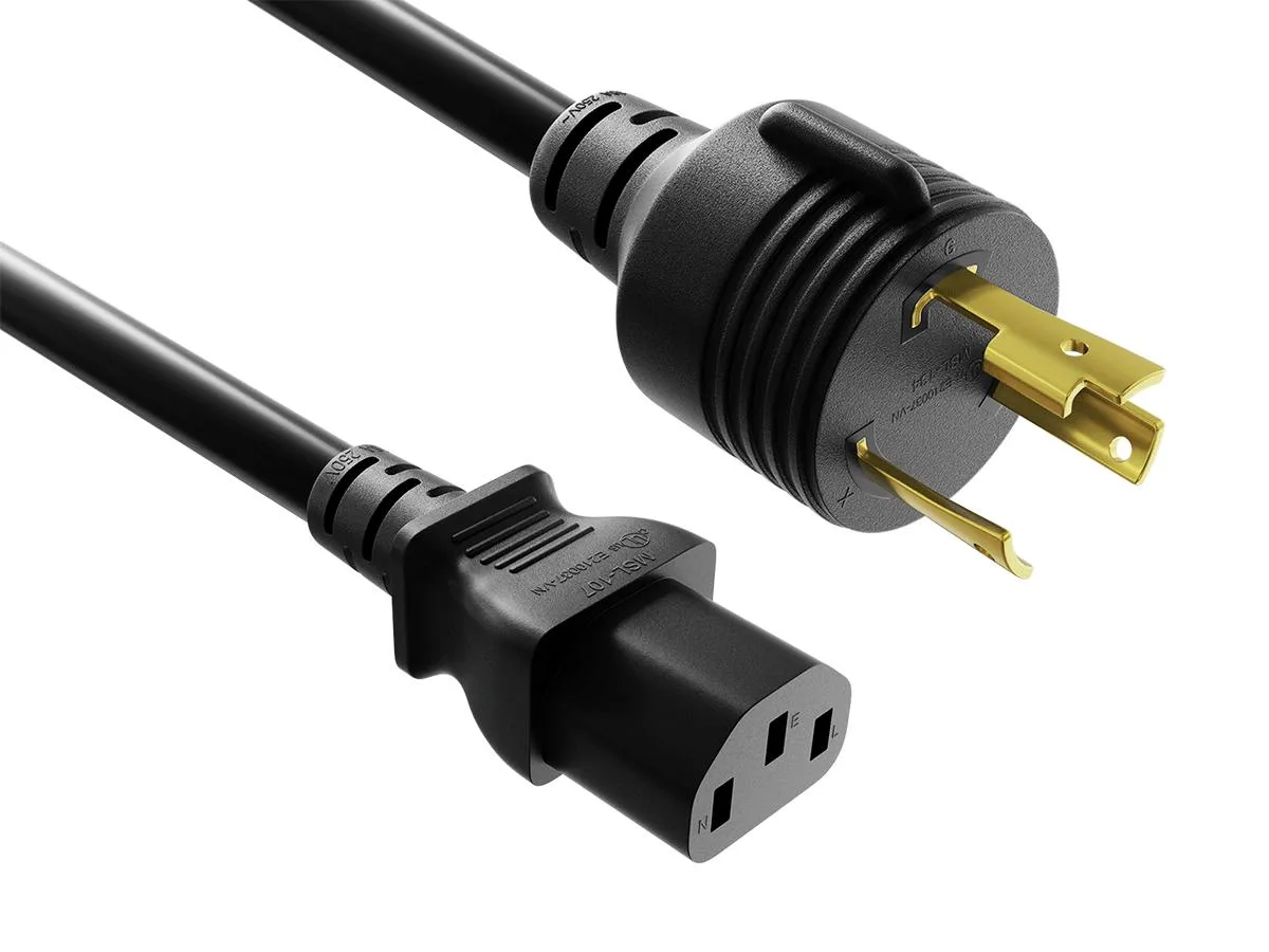Cable Leader Cable Leader 15ft NEMA L6-30P to C13 Locking Power Cord 14 AWG 10A 125V Black — product photo