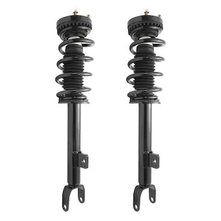 Pair of assembled front strut units with coil springs and mounts