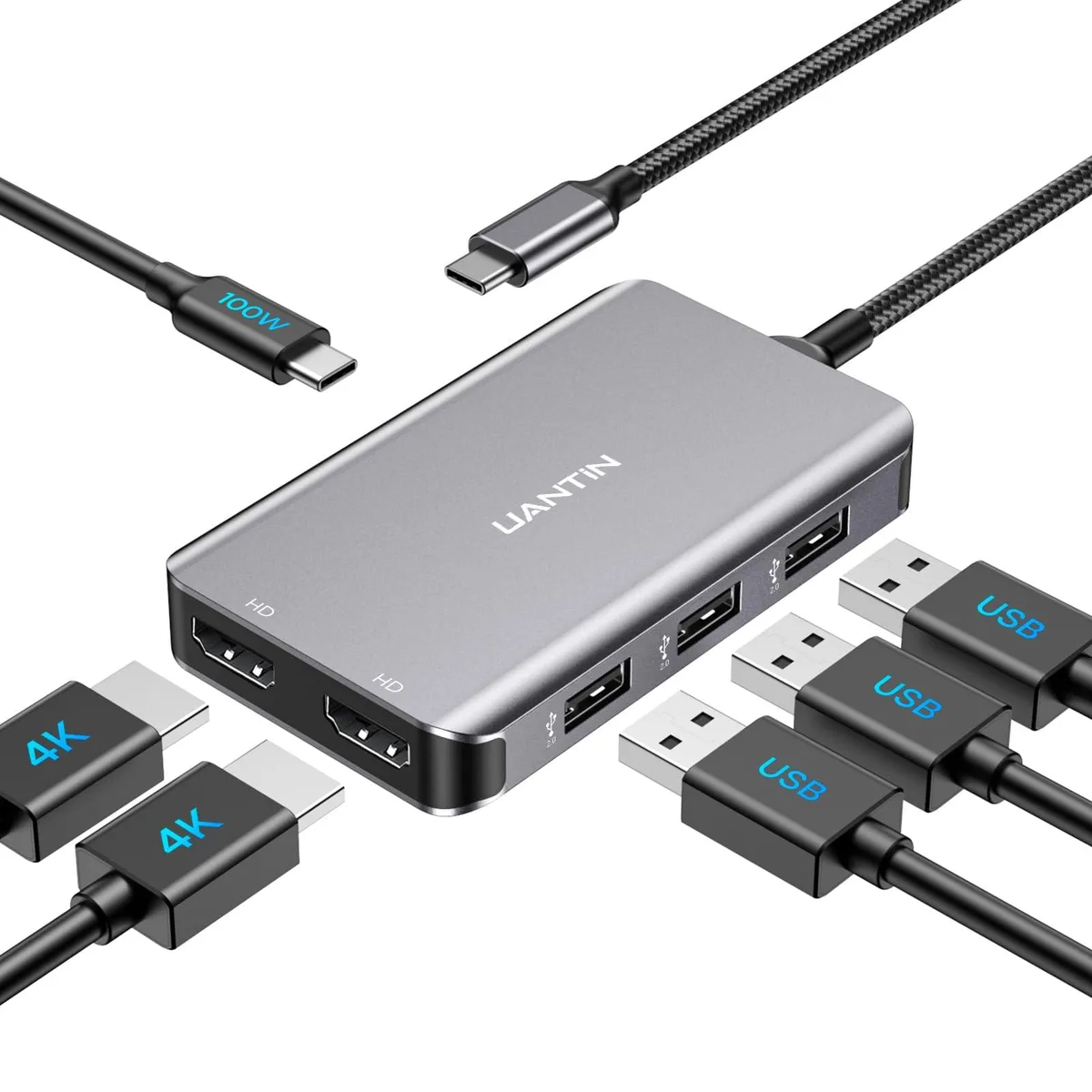  GENERIC USB C Hub 6 IN 1 White 4K@60Hz 100W PD 3×USB-A 2.0 — product photo