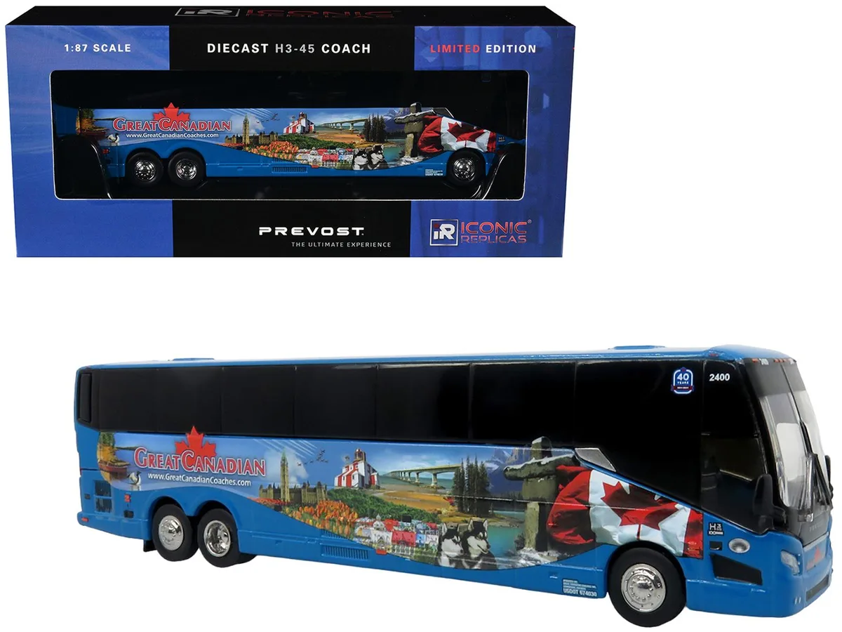 Iconic Replicas Iconic Replicas Prevost H3-45 "Great Canadian Coaches" 1/87 HO Diecast Bus — product photo