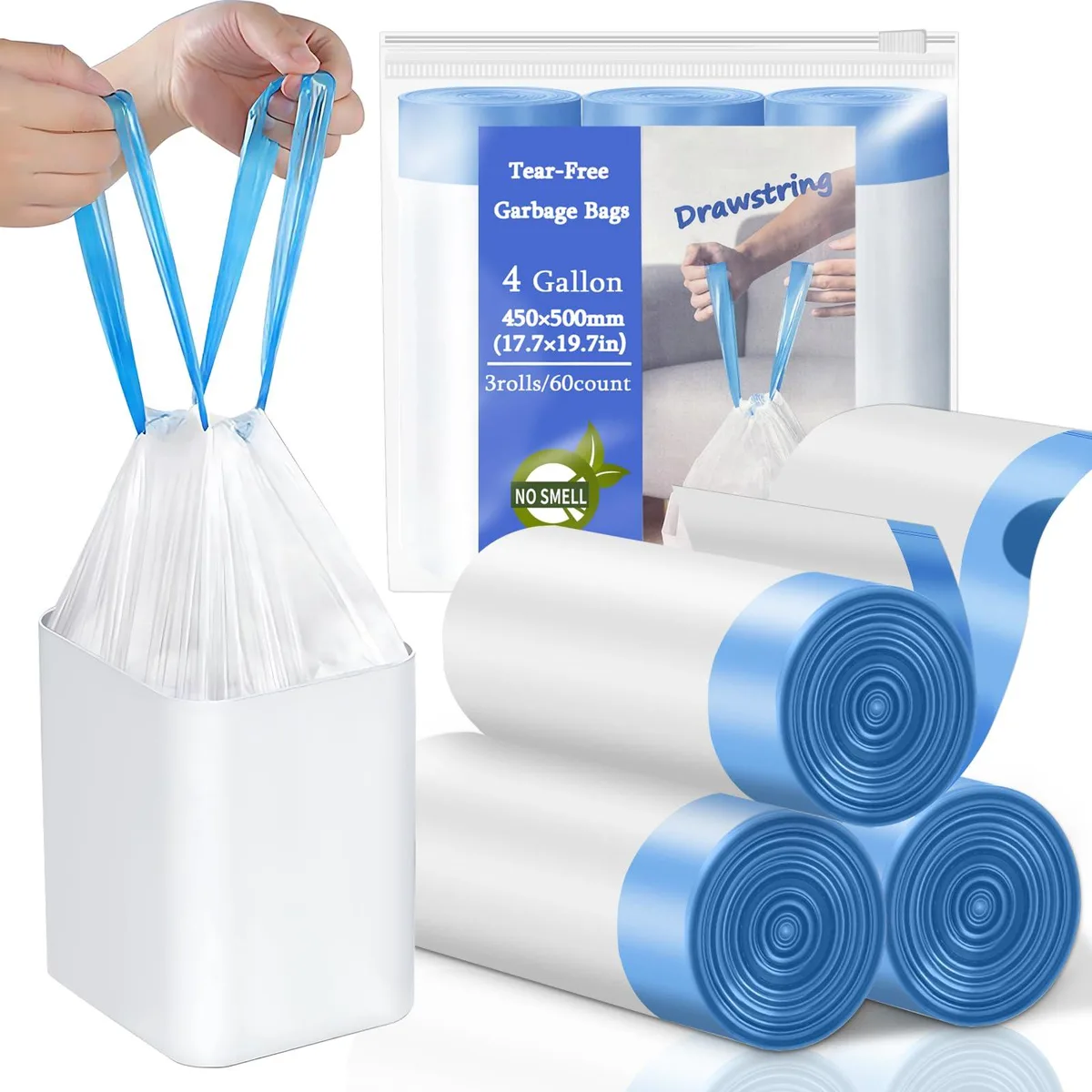 BODFPPC 4 Gallon Drawstring Trash Bags 60 Count — product photo