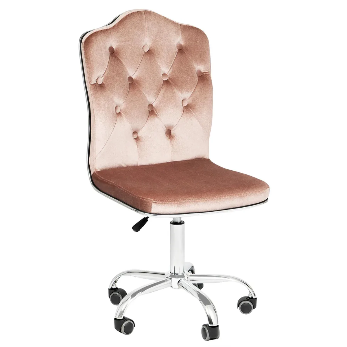 Impressions Vanity Company Impressions Vanity Company Royal Tufted Vanity Chair Pink 360 Swivel Adjustable Height 18-19-21-41-46 — product photo