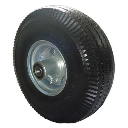 Solid rubber wheel with sawtooth tread, offset steel hub, non-marking finish