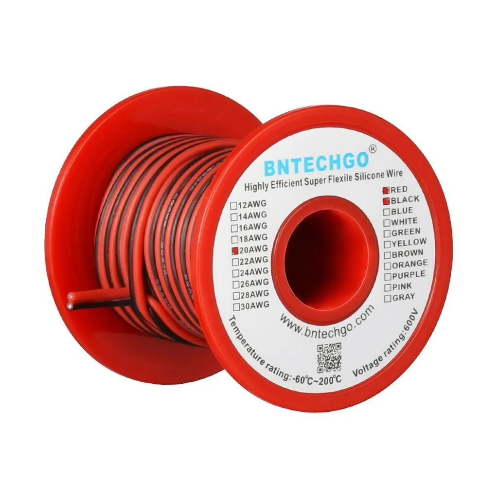  BNTECHGO SPW20G008F25C2 20 AWG 2-Conductor Silicone Speaker Wire 25 ft — product photo
