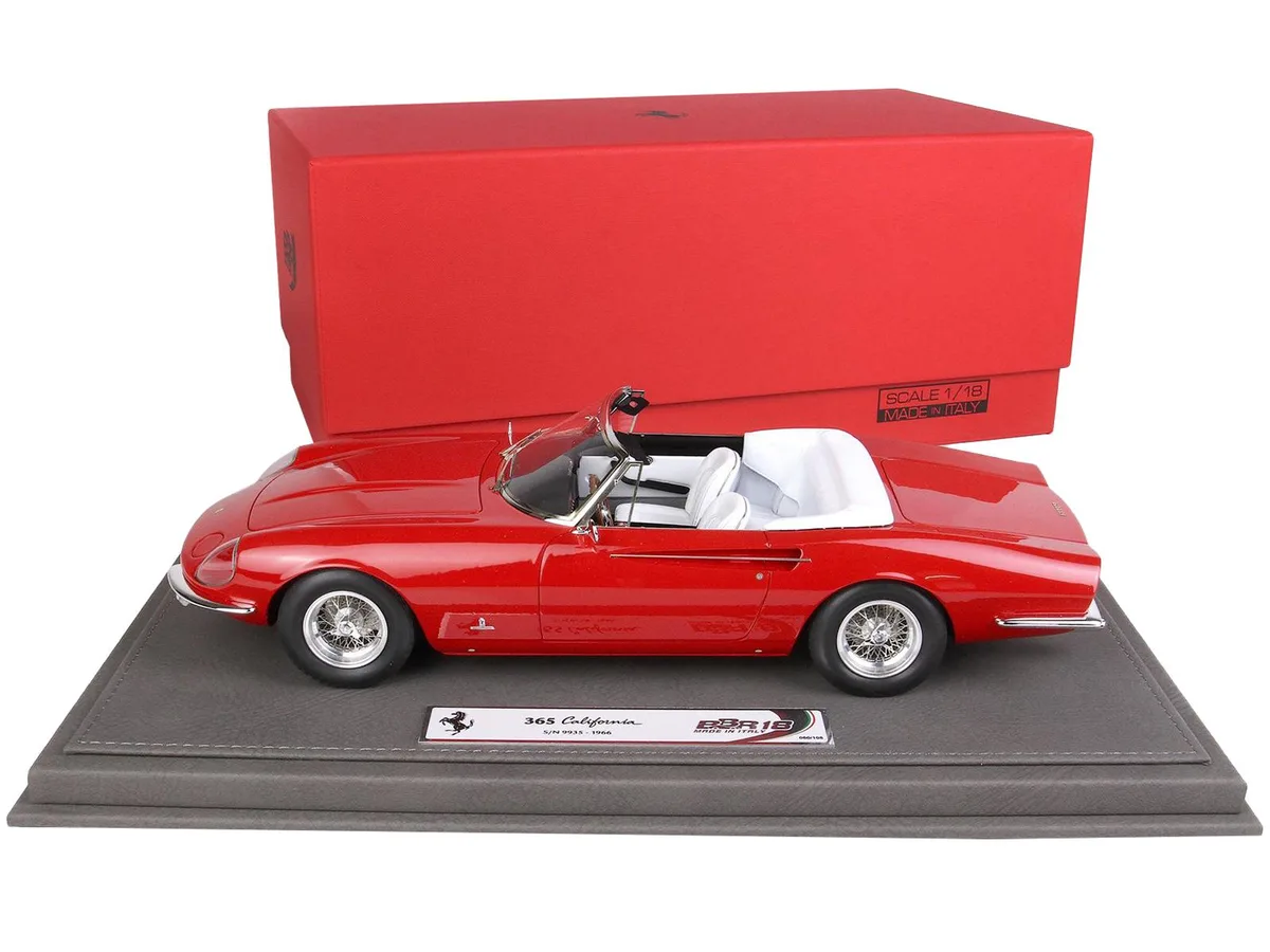 BBR BBR 1966 Ferrari 365 California S/N 9935 Convertible Red White Interior 1/18 Ltd Ed 108 pcs Hobby Collectible — product photo