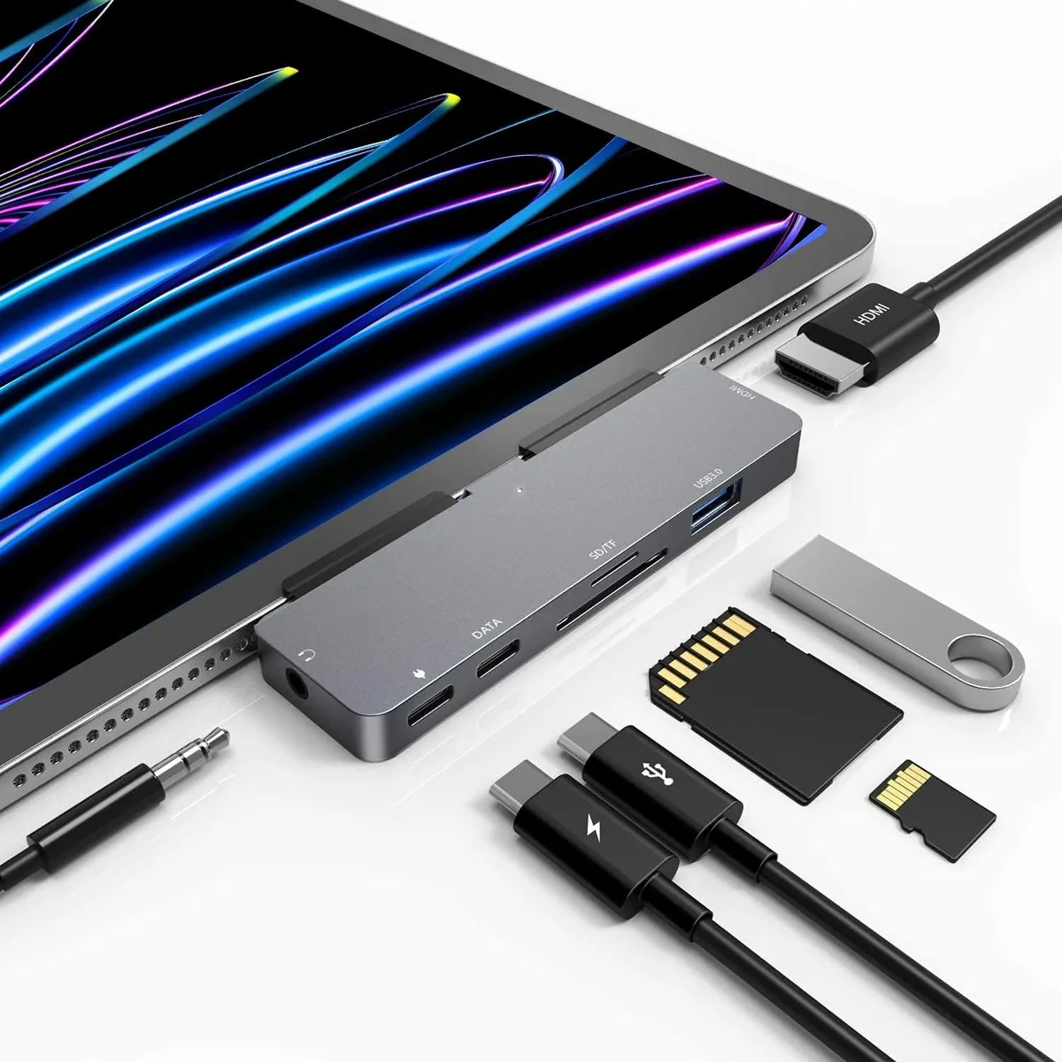 MCHOSE MCHOSE 7-in-1 USB-C Hub 4K HDMI 3.5mm Jack USB 3.0 SD/TF Reader PD 384kHz Audio — product photo