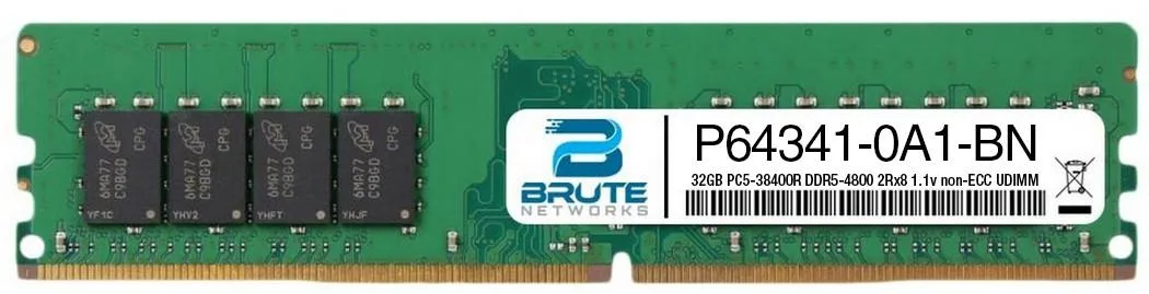 Brute Networks Brute Networks P64341-0A1 32GB DDR5 4800 PC5-38400 2Rx8 non-ECC UDIMM — product photo