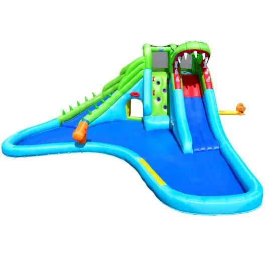 SlickBlue SlickBlue Crocodile Inflatable Dual Slide Bounce House Green — product photo