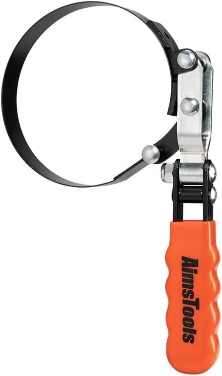 Silver metal oil filter wrench with black vinyl grip handle and adjustable swivel head, 3004 model