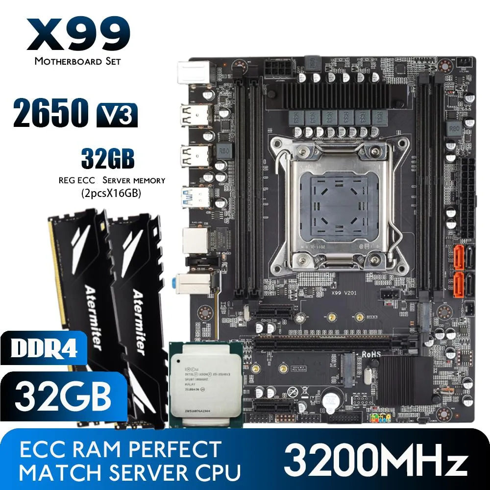 Atermiter Atermiter AT-X99 Intel motherboard with Xeon E5-2650V3 and 32GB DDR4 REG ECC — product photo