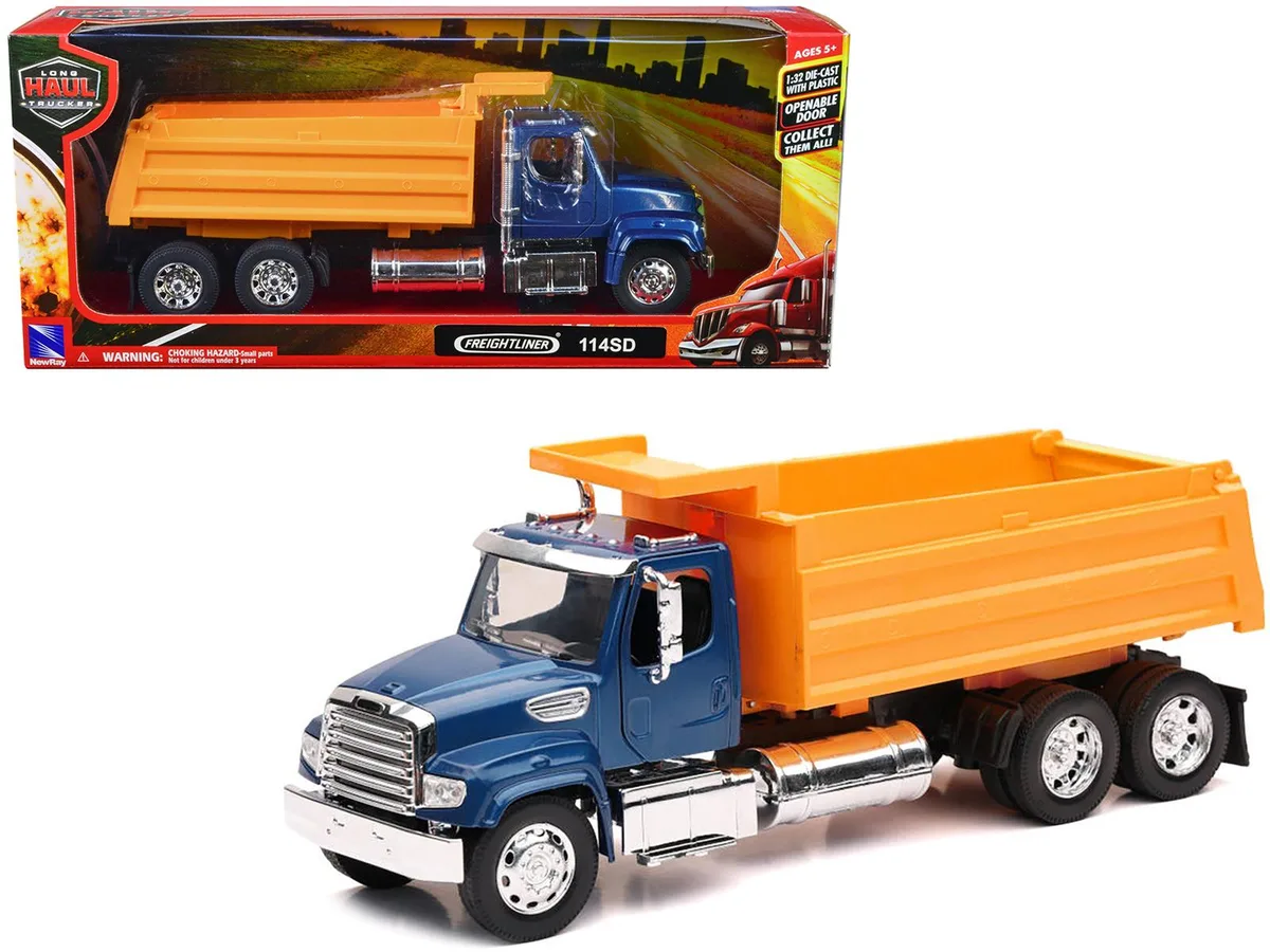 New Ray Toys New Ray Toys Freightliner 114SD Dump Truck 1/32 Blue Yellow — product photo