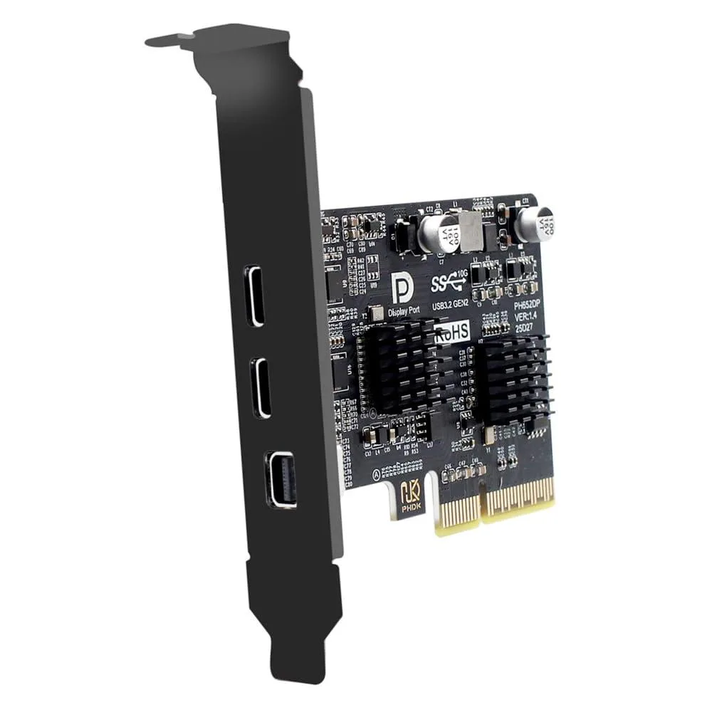 LORDWORLD LORDWORLD PCIe x4 Mini DP 1.4 to Dual USB-C 10Gbps 4K 60Hz ASM3142 — product photo