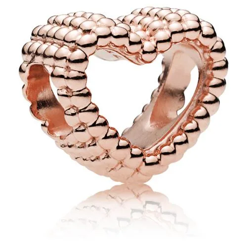 Pandora silver open heart charm made of small beads
