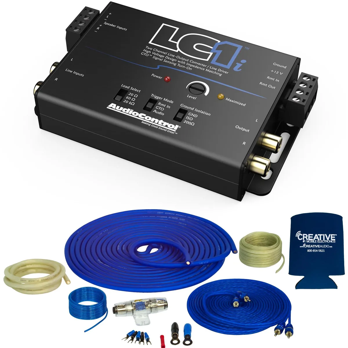 STINGER STINGER SS1200XS 4GA 1200W Wiring Kit with AudioControl LC1i 2-Channel Line Output Converter — product photo
