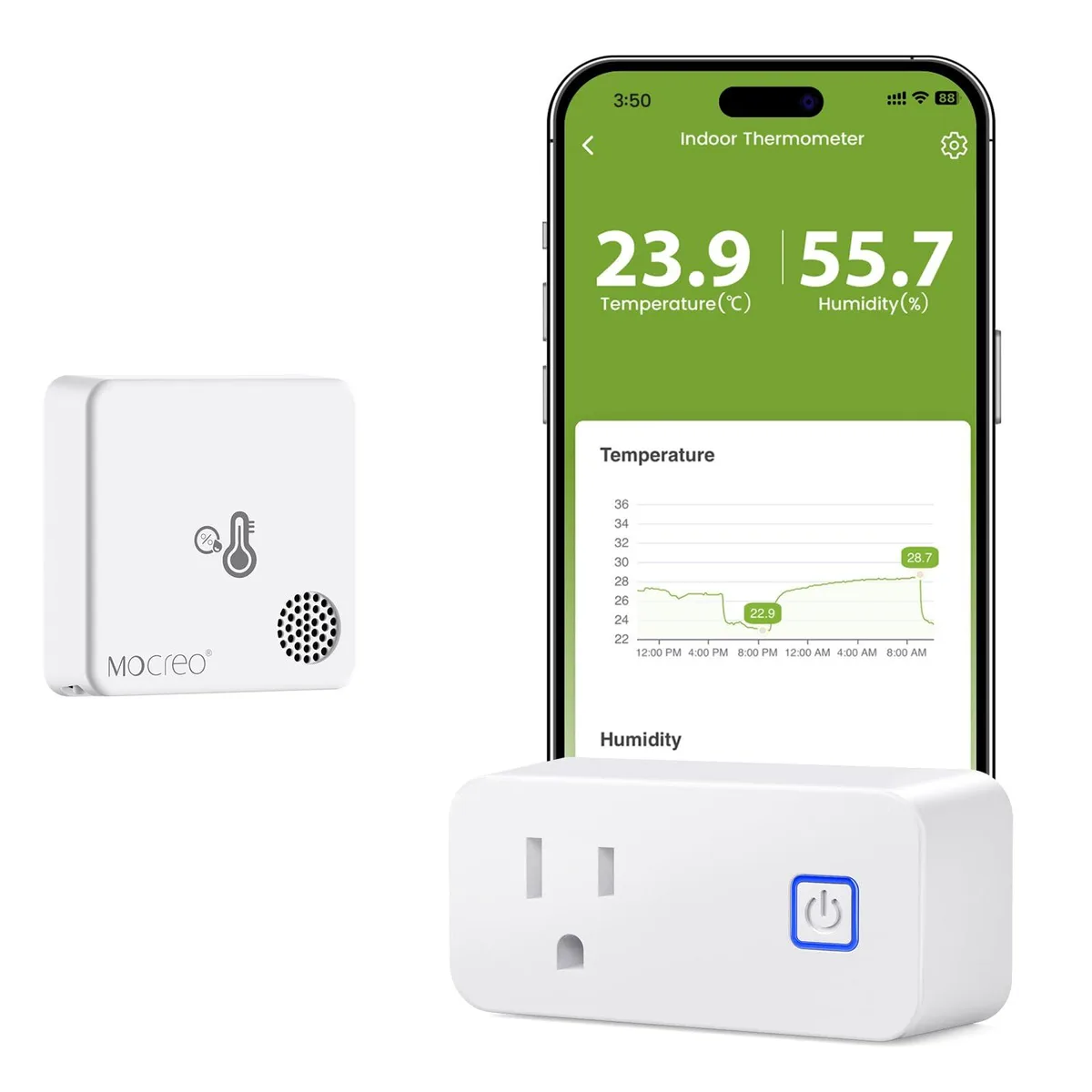 Black rectangular hub with sensor, USB cable and power adapter
