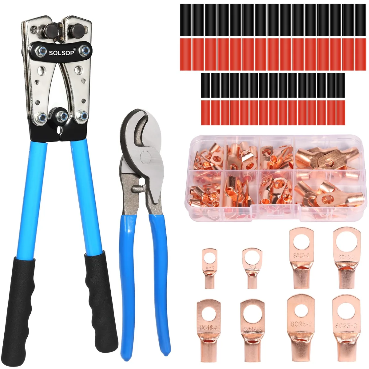 Audiovox - Generic Audiovox - Generic Battery Cable Crimper Tool AWG 10-1/0 62PCS Lugs & Cutter — product photo