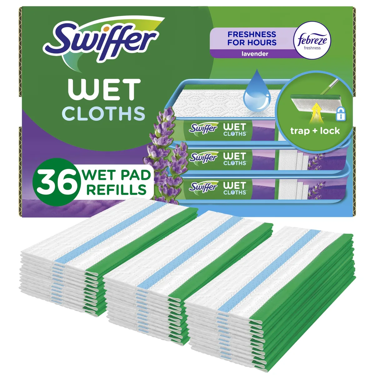  Swiffer Sweeper Wet Mopping Cloth Refills, Febreze Lavender Scent, 36 Count — product photo
