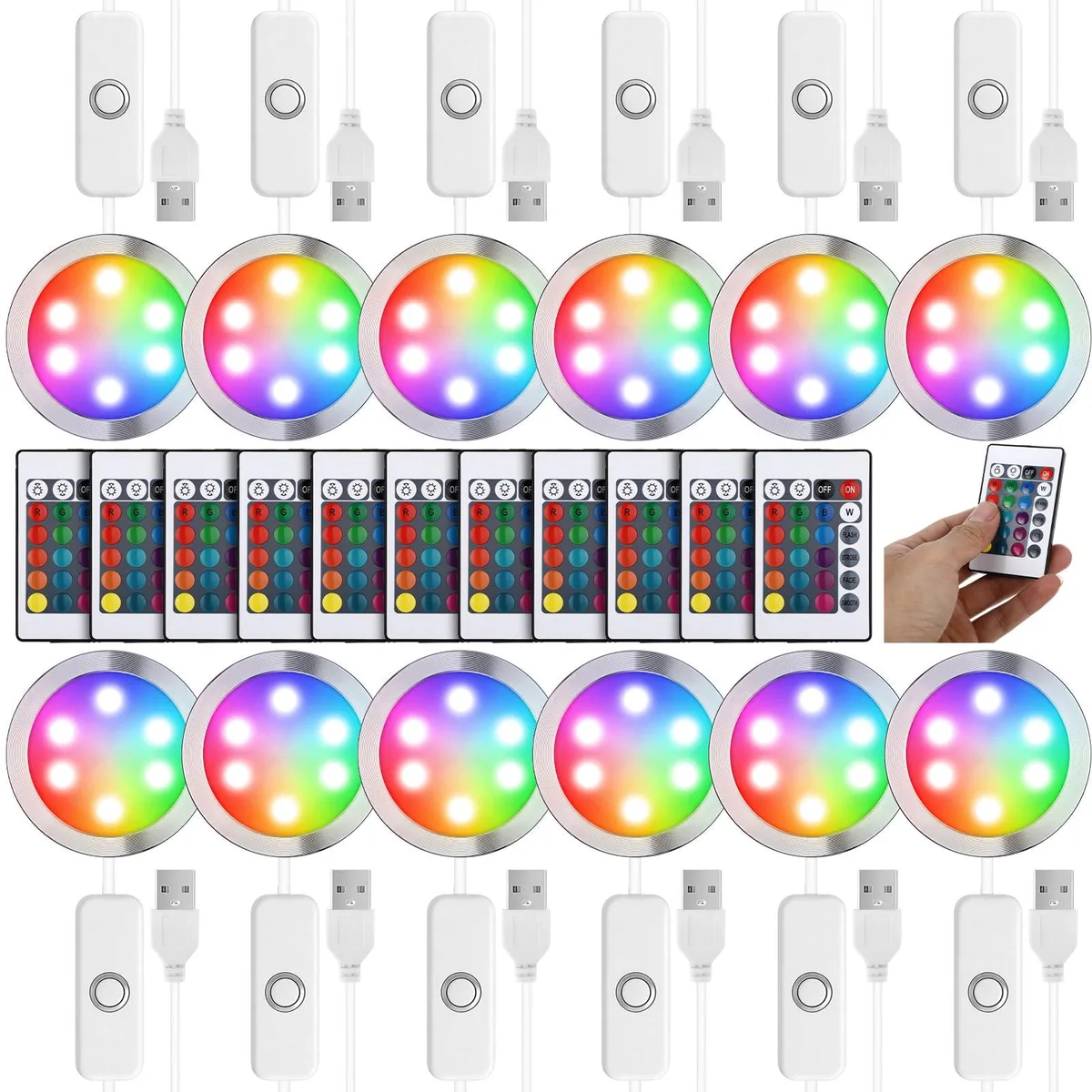 Macarrie UR-Macarrie-2605 12-pack LED lamp kit 001 with remote — product photo