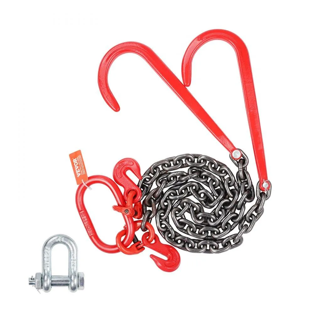 VEVOR VEVOR G80 V Bridle Chain 3/8" x 3 ft 15" J Hooks 15600 lbs — product photo