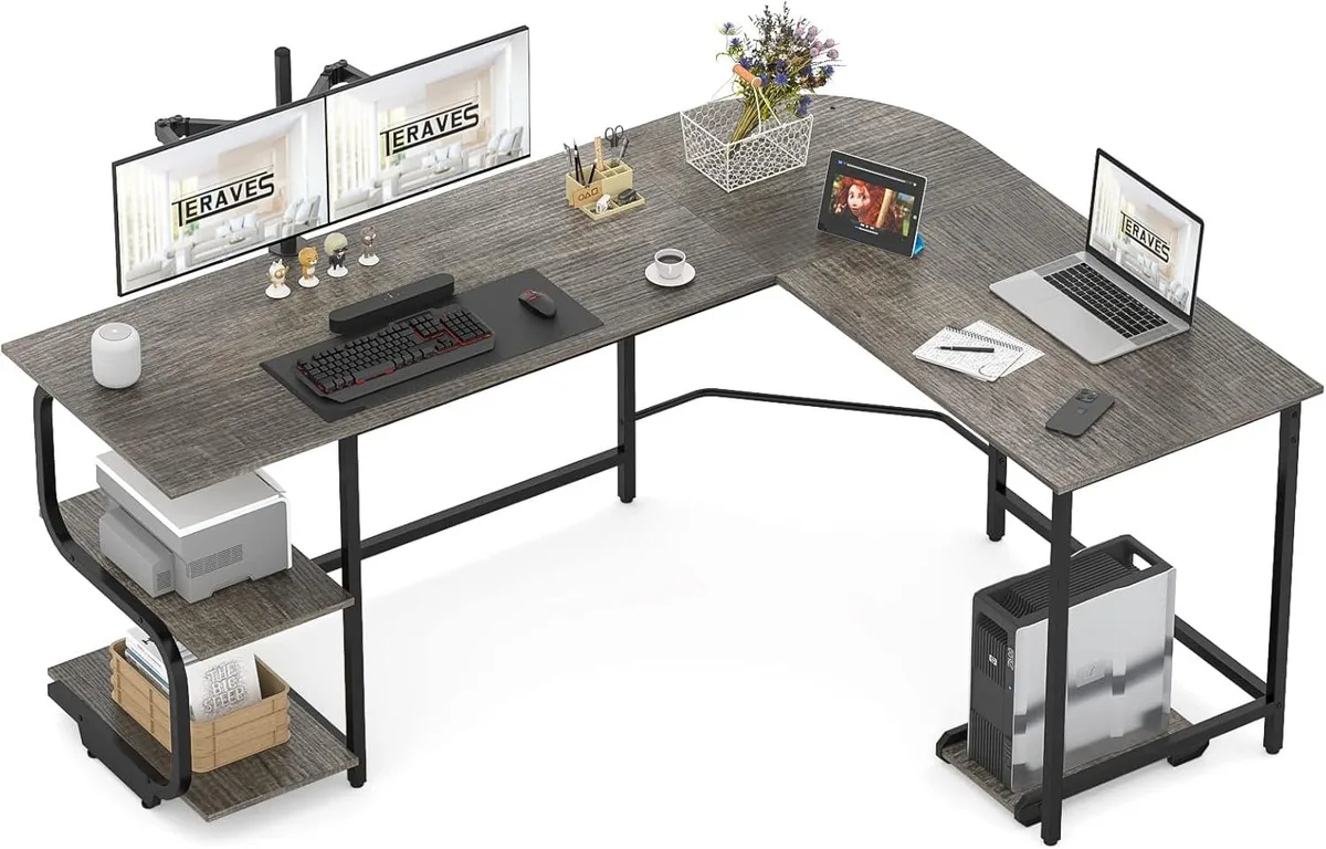 PISKEKAT PISKEKAT 69 Inch Reversible L Shaped Desk office equipment — product photo
