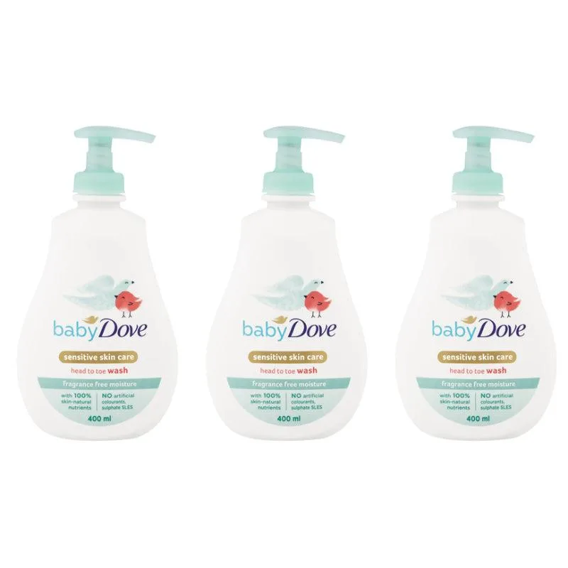 Dove Dove DOVE-BAB-3PK Baby Head to Toe Wash Sensitive Moisture 400 ml 3-Pack skin care — product photo