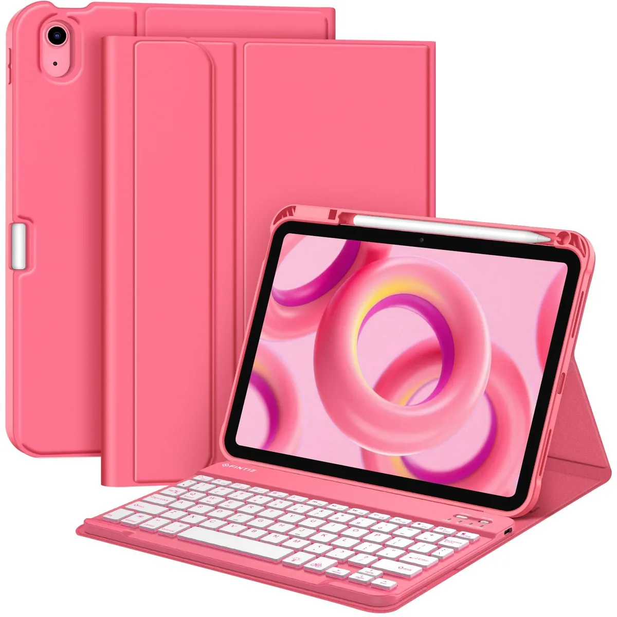  FINTIE Keyboard Case iPad (A16) 11th Gen 11-inch iPad 10th Gen 10.9-inch Pink — product photo