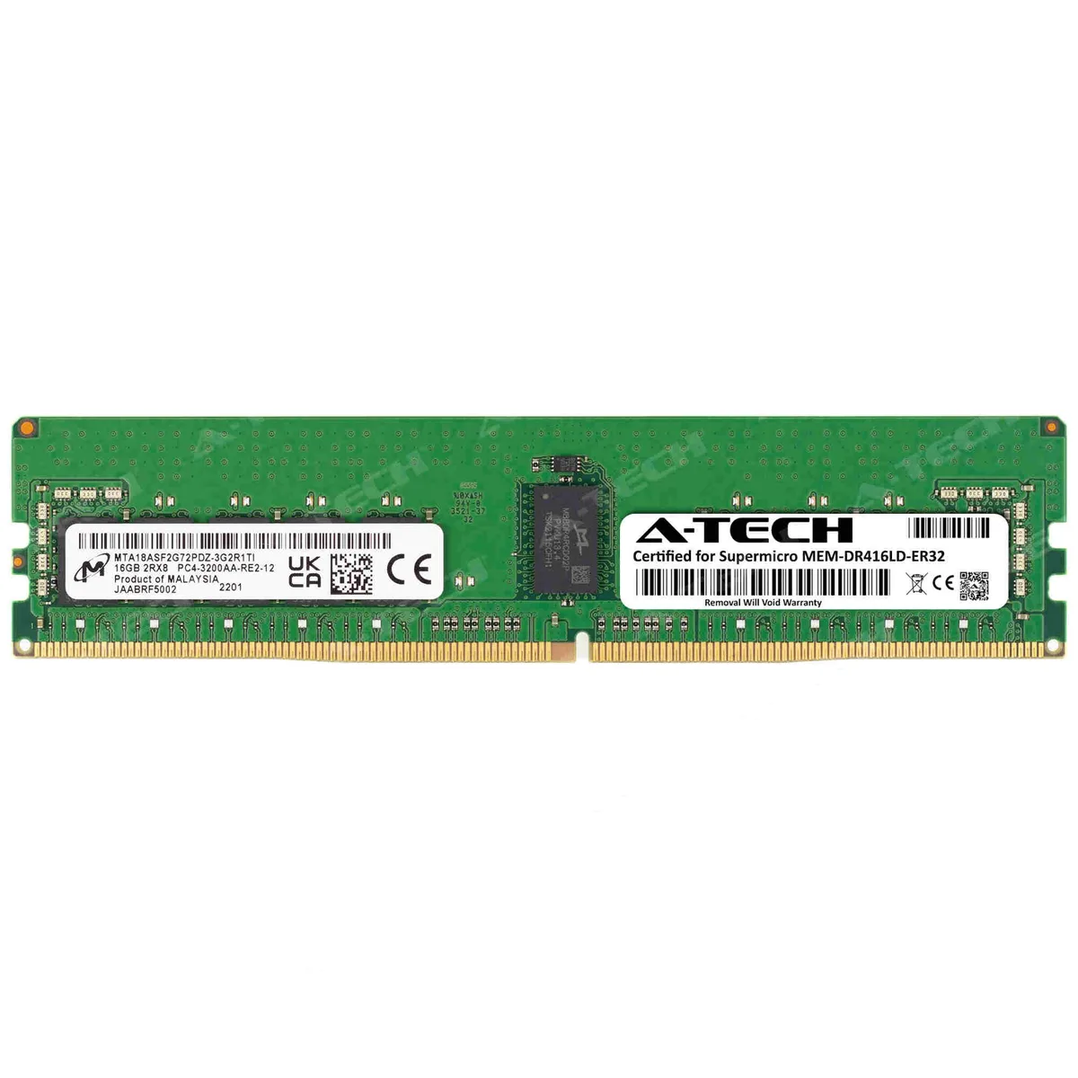 A-Tech A-Tech 16GB DDR4 3200MHz ECC RDIMM 2Rx8 Supermicro Certified MEM-DR416LD-ER32 — product photo