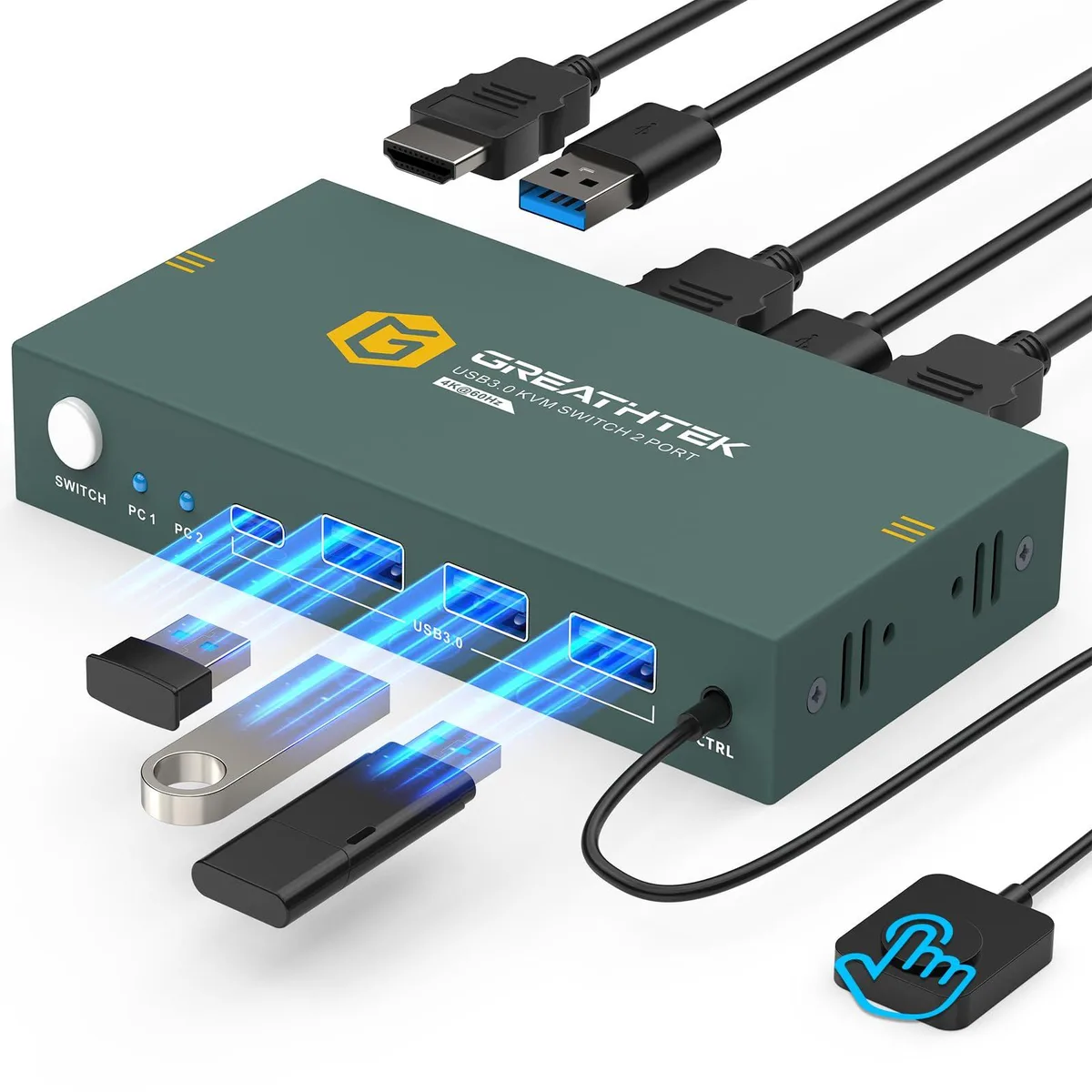  TRENDnet S7232H-01 USB 3.0 KVM Switch 2 Port HDMI 4K@60Hz 3 USB 3.0 Ports — product photo