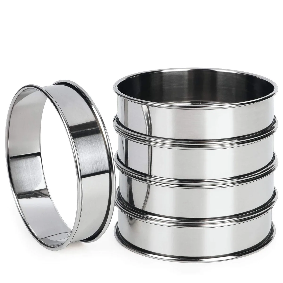  FANGSUN 4 inch Crumpet Ring Set of 5 Stainless Steel — product photo