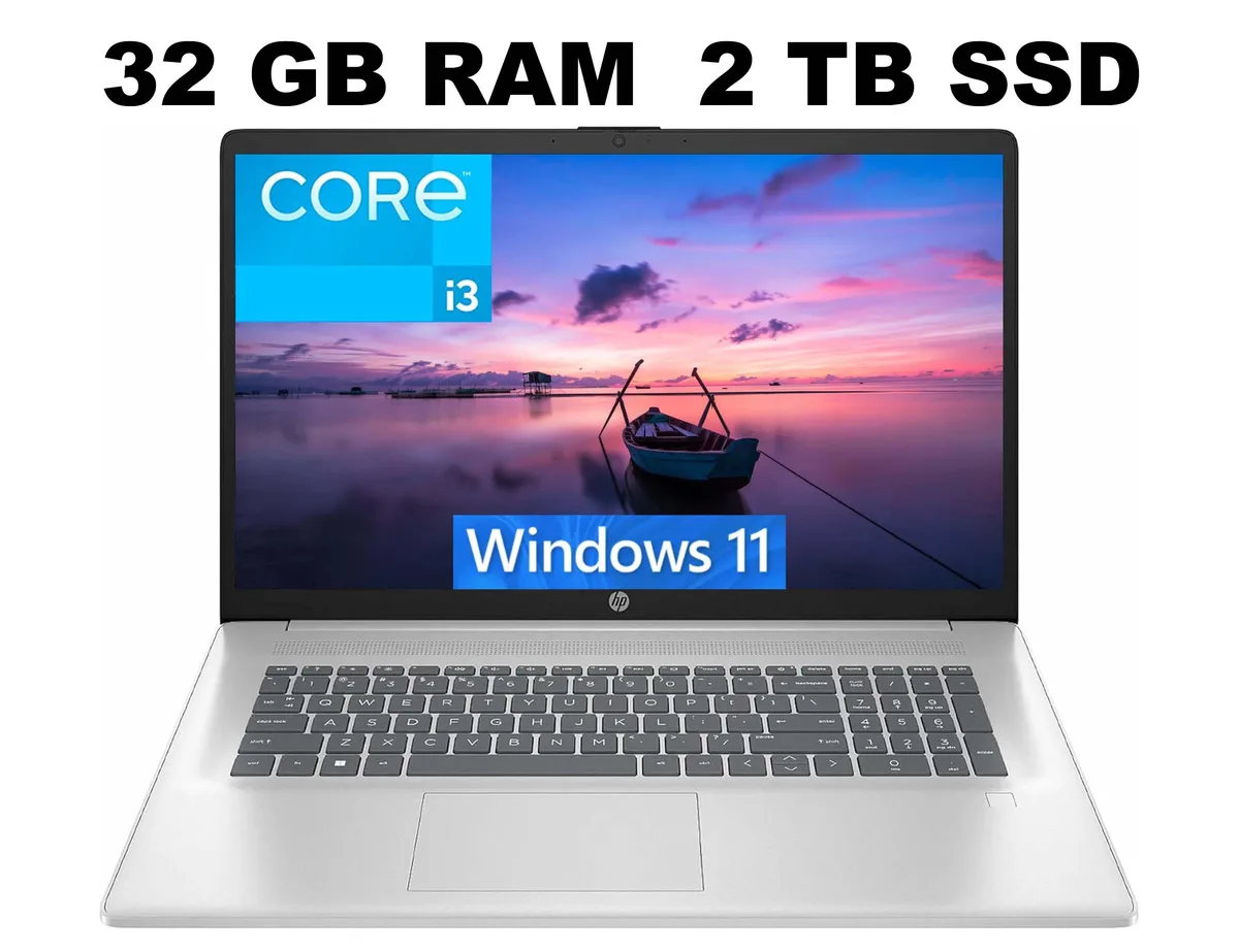 HP HP 17 laptop i3-N305 32GB 2TB 17.3" FHD Silver Webcam HDMI — product photo