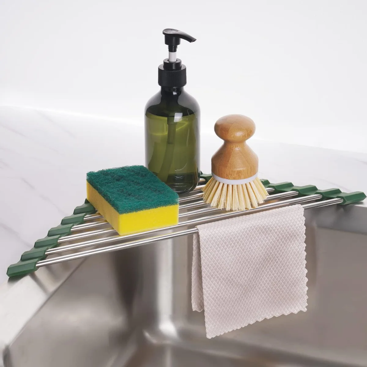  Tomorotec Triangle Roll-Up Dish Drying Rack Olive Green — product photo