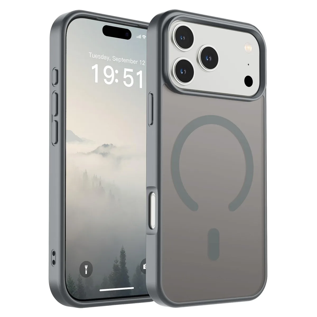 KEHIPI KEHIPI iPhone 17 Pro Max Case MagSafe Military Drop 10ft Matte Translucent Gray — product photo