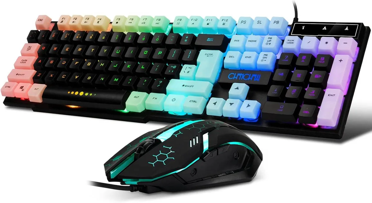 TUKO TUKO Gaming Keyboard and Mouse Combo 104-Keys 3600DPI Rainbow Backlit — product photo
