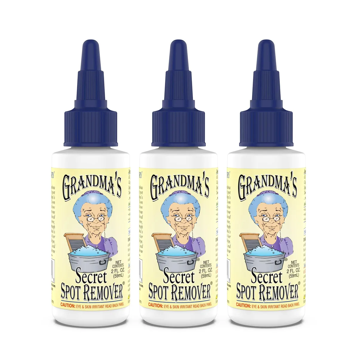 Three small white bottles with flip-top caps standing together