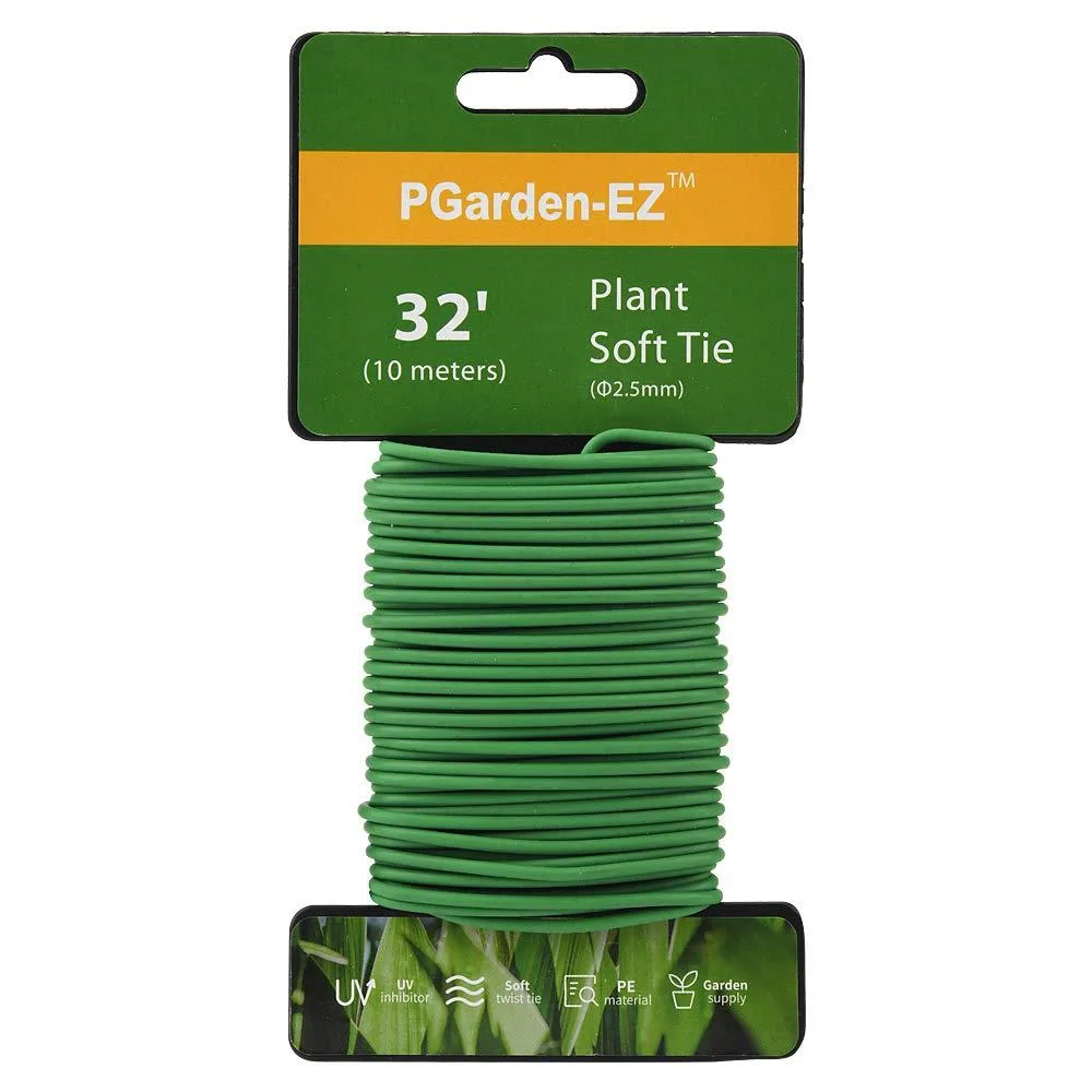 A green TPR garden tie roll, 32.8 feet long, 2.5mm diameter, coiled in a compact green box