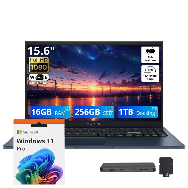 ASUS ASUS Vivobook 15.6" FHD Intel Core 3 100U 16GB 1.25TB Quiet Blue business laptop — product photo