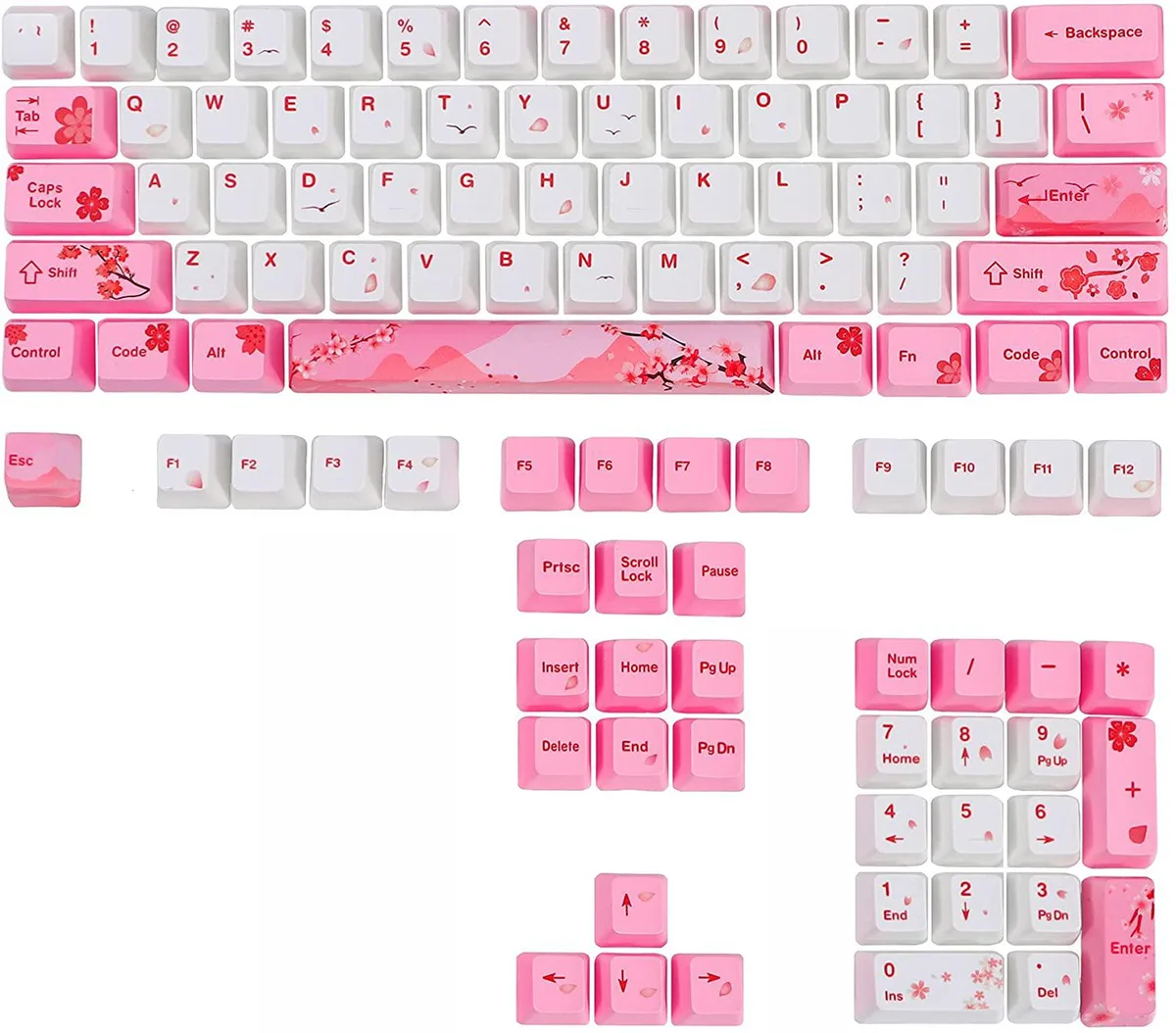 Corn Electronics Corn Electronics 104 Keycap Set OEM Profile PBT Dye-Sub 60% Sakura Pink White — product photo