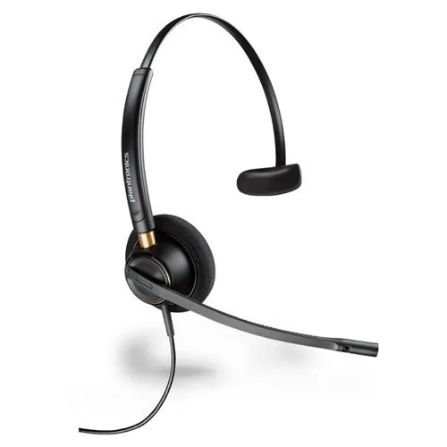 Black over-the-head monaural headset with flexible boom microphone and single padded ear cushion