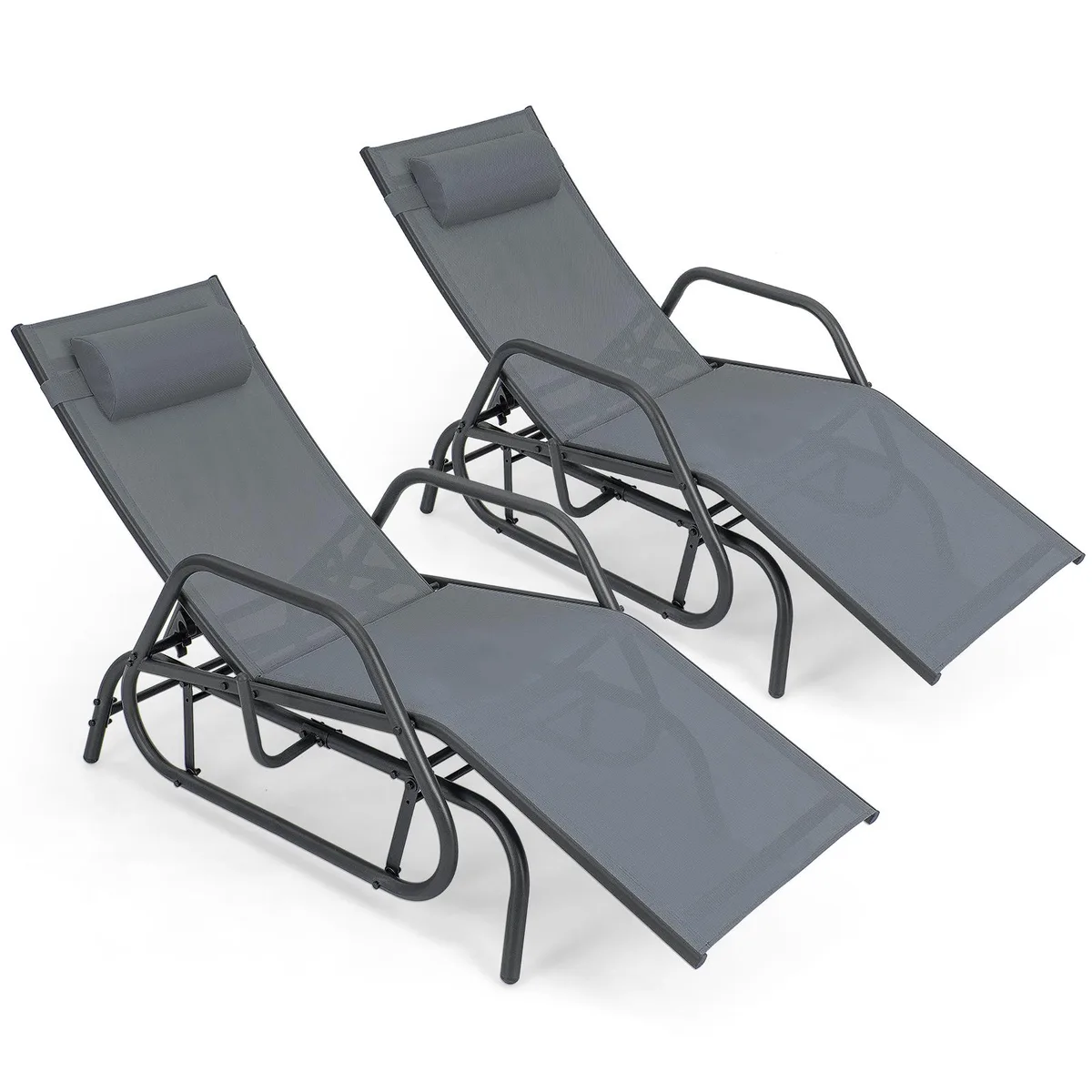 SlickBlue SlickBlue Outdoor Chaise Lounge Glider Chair Grey 60x39x26in — product photo