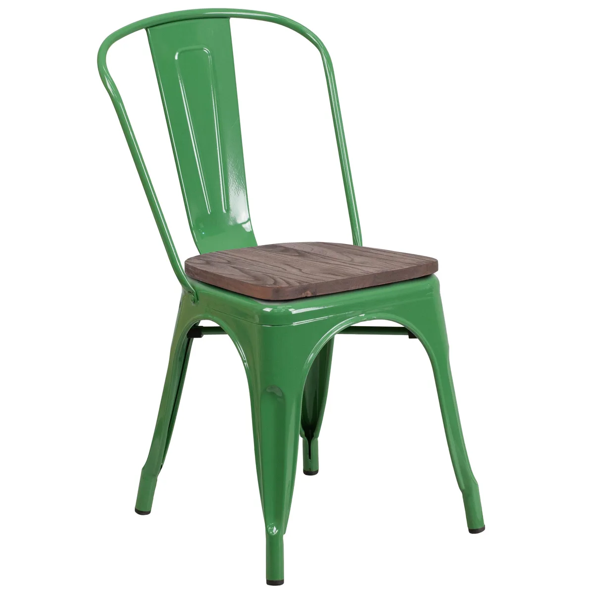 Flash Furniture Flash Furniture CH-31230-GN-WD-GG Green Metal Stackable Chair with Wood Seat — product photo
